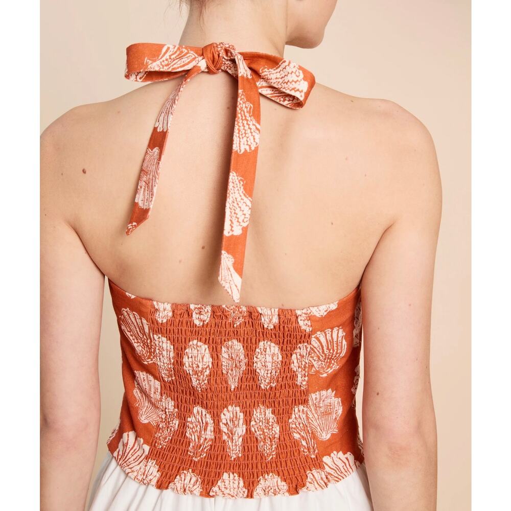 $169 New Kourt Dixie Sanibel sunset linen halter top blouse size 2 - Picture 2 of 7